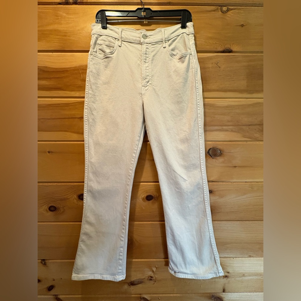MOTHER The Mid Rise Smokin’ Double Flood Flare Jeans size 32 Neutral BOHO
